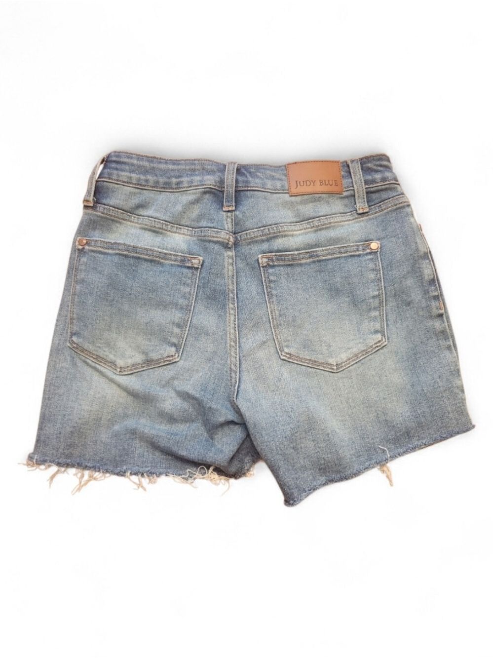 Judy Blue Medium Blue Denim Jeans with Leather Brand Patch - Picture 3 of 4